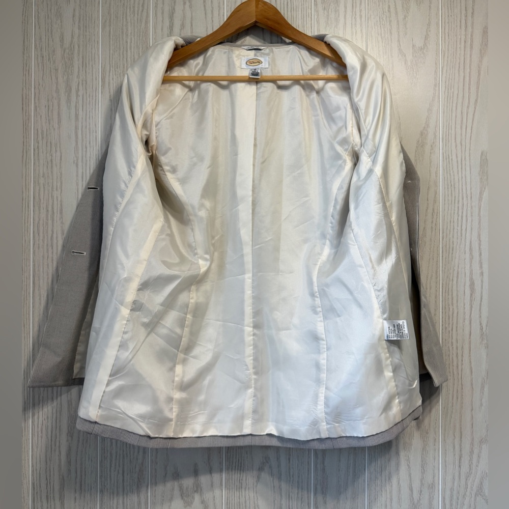 Talbots Size 12 EUC Gray White Micro Pinstripe Si… - image 2